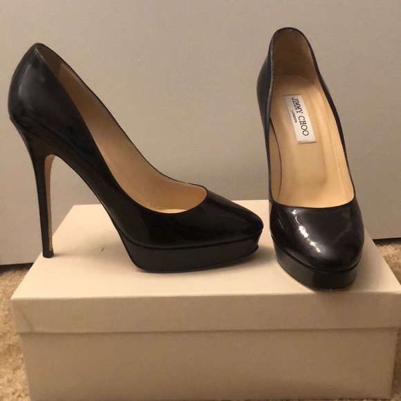 Jimmy Choo Shoes - Jimmy Choo Cosmic Patent Leather Navy Heels